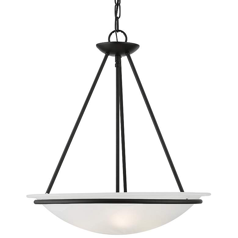 Image 3 Livex Newburgh 20 inch Wide 3-Light Black Finish Bowl Pendant