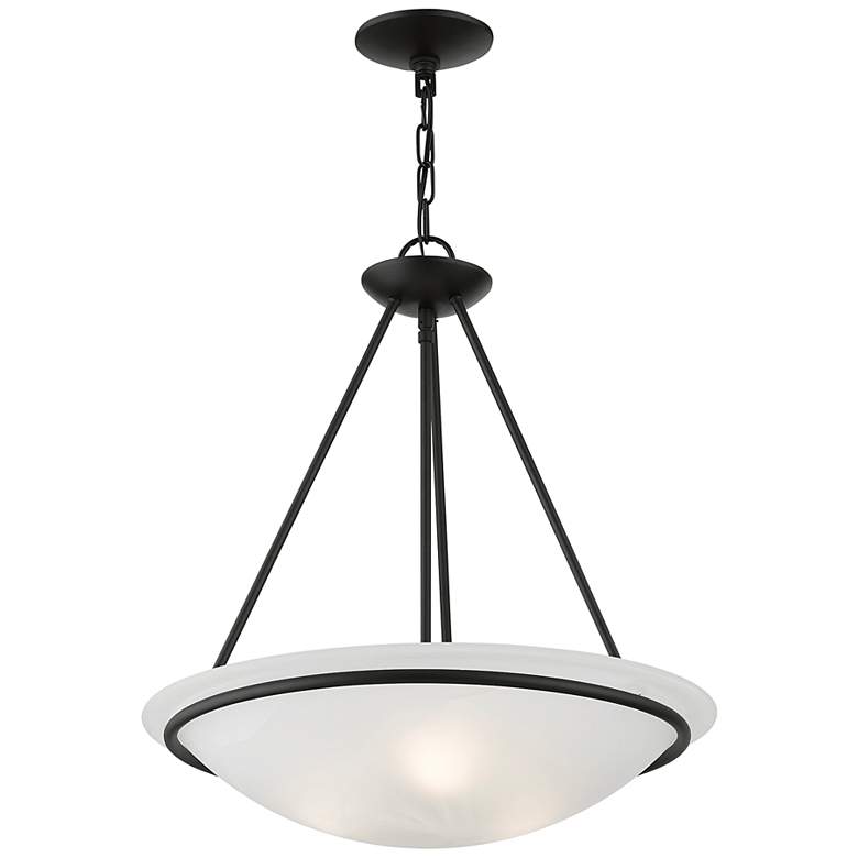 Image 6 Livex Newburgh 20 inch Wide 3-Light Black Finish Bowl Pendant more views