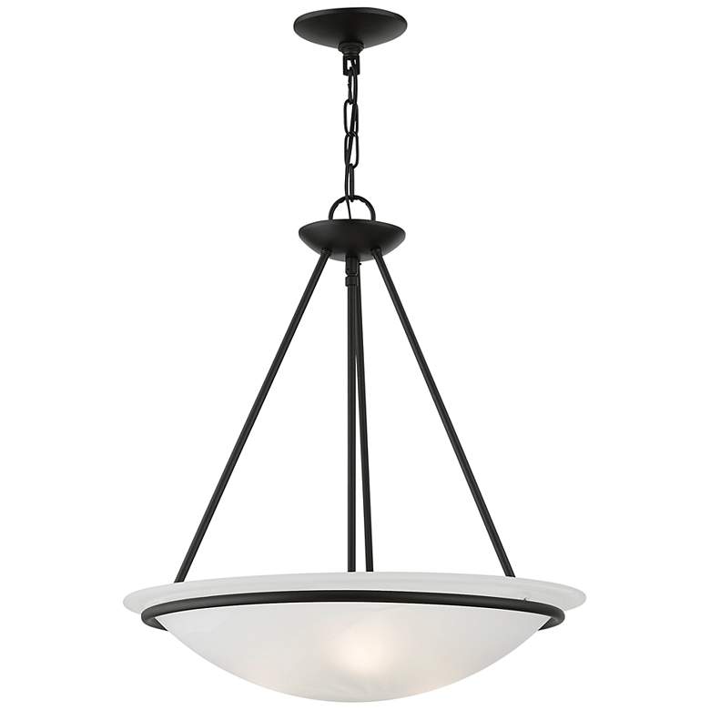 Image 7 Livex Newburgh 20 inch Wide 3-Light Black Finish Bowl Pendant more views