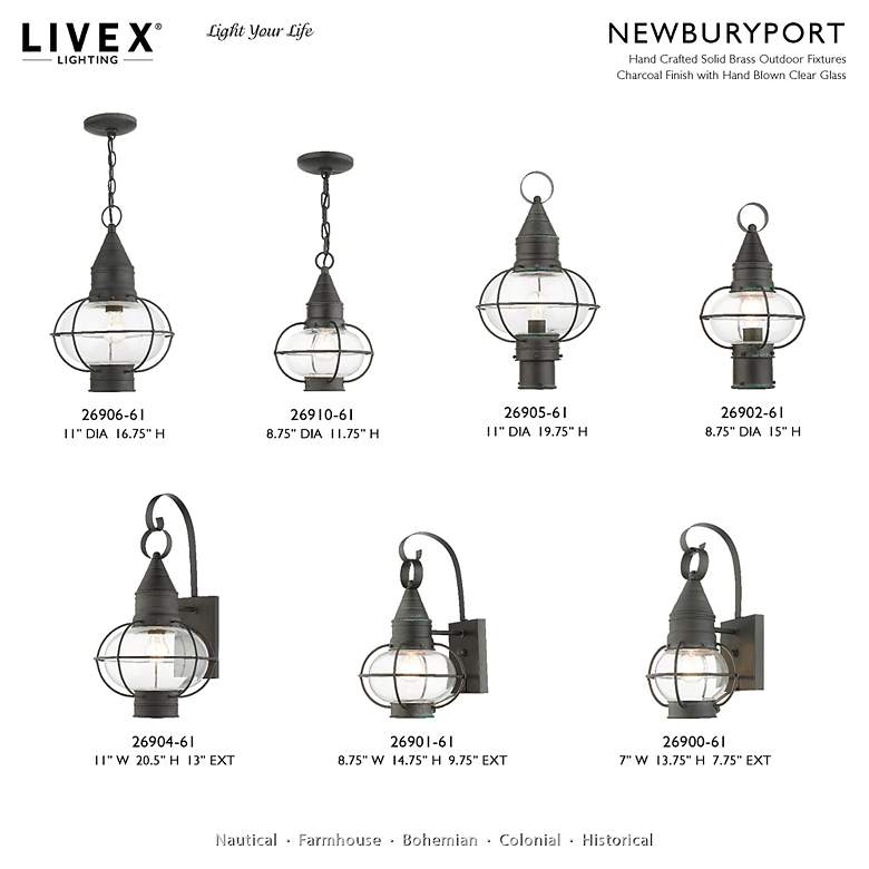 Image 4 Livex Newburyport 15" High Charcoal Outdoor Post Light more views