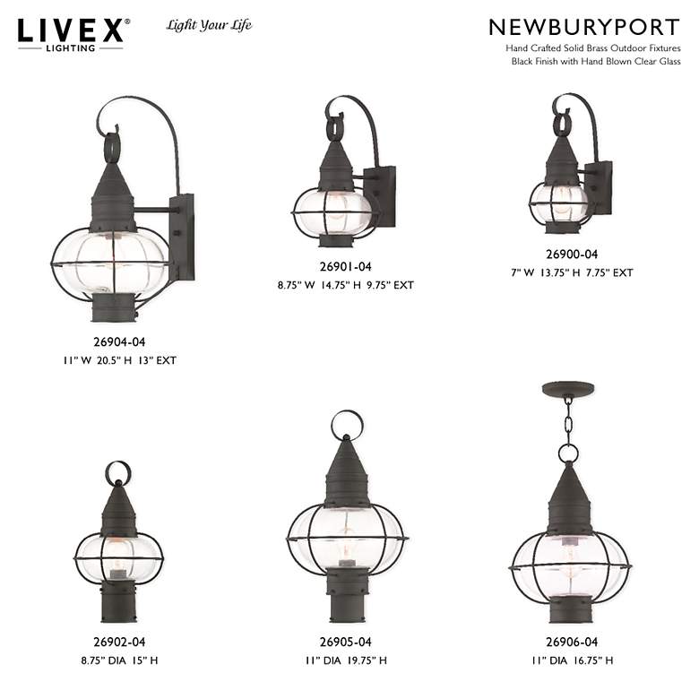 Image 6 Livex Newburyport 19 3/4" High Black Outdoor Lantern Post Light more views
