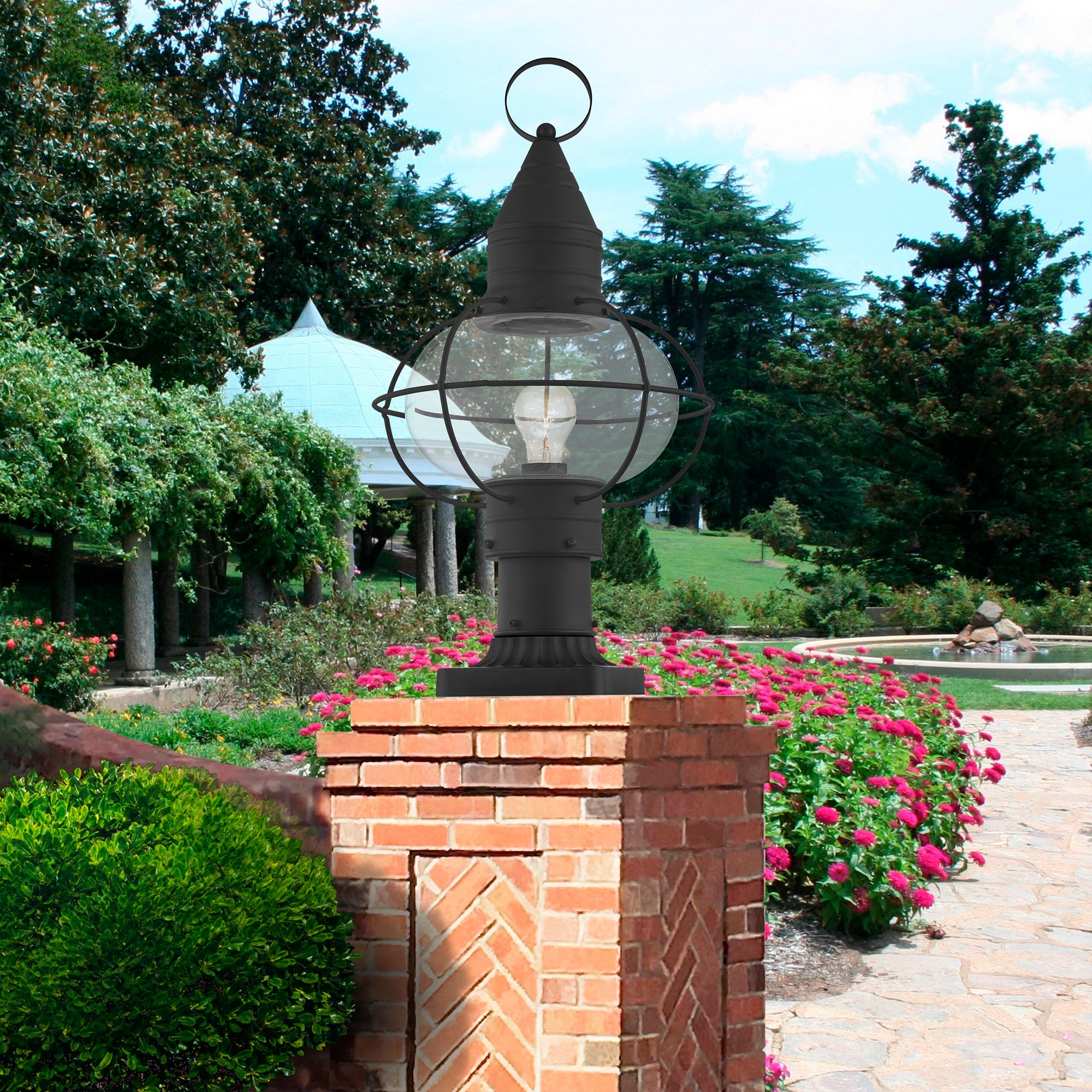 Livex Newburyport 19 3/4" High Black Outdoor Lantern Post Light in scene