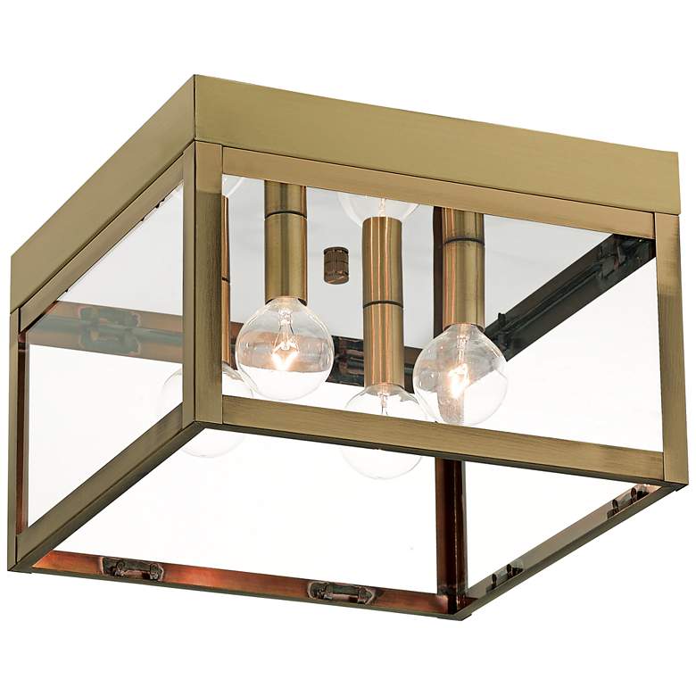 Image 1 Livex Nyack 10 1/2 inch Wide Antique Brass Modern Outdoor Ceiling Light