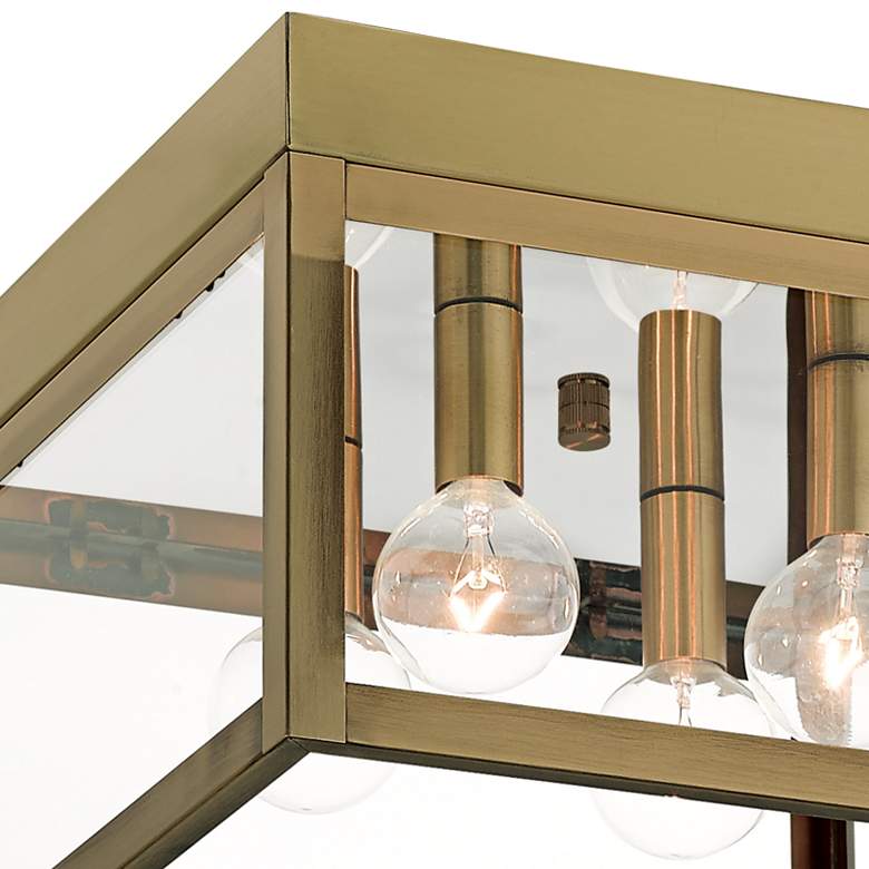 Image 2 Livex Nyack 10 1/2" Wide Antique Brass Modern Outdoor Ceiling Light more views