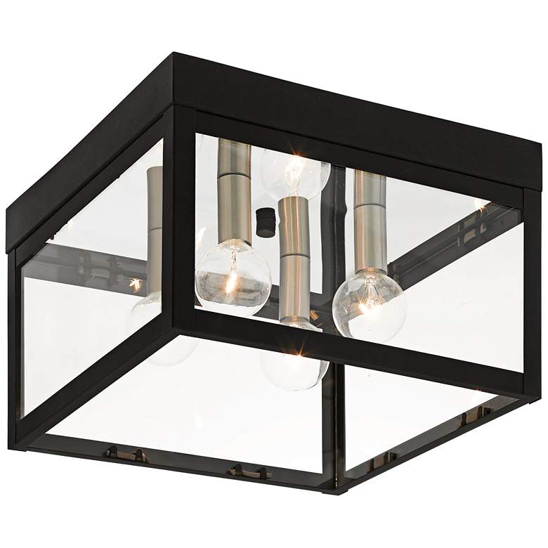 Image 1 Livex Nyack 10 1/2" Wide Black Outdoor Ceiling Light