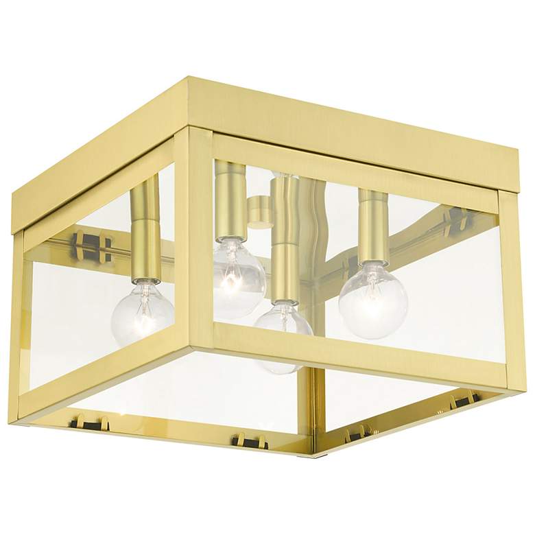 Image 2 Livex Nyack 10 1/2" Wide Satin Brass Outdoor Ceiling Light