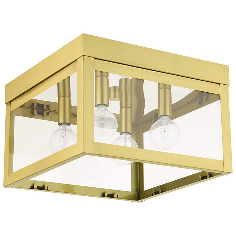 Image 3 Livex Nyack 10 1/2" Wide Satin Brass Outdoor Ceiling Light more views