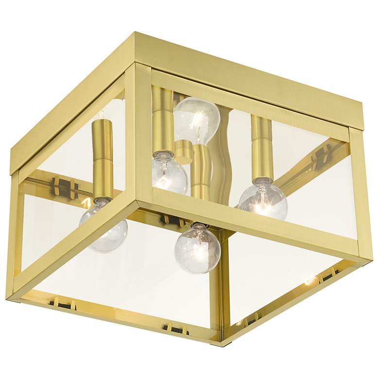 Image 4 Livex Nyack 10 1/2" Wide Satin Brass Outdoor Ceiling Light more views