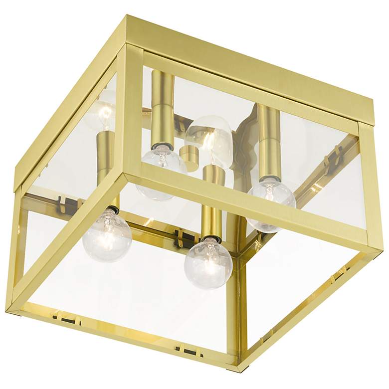 Image 5 Livex Nyack 10 1/2" Wide Satin Brass Outdoor Ceiling Light more views