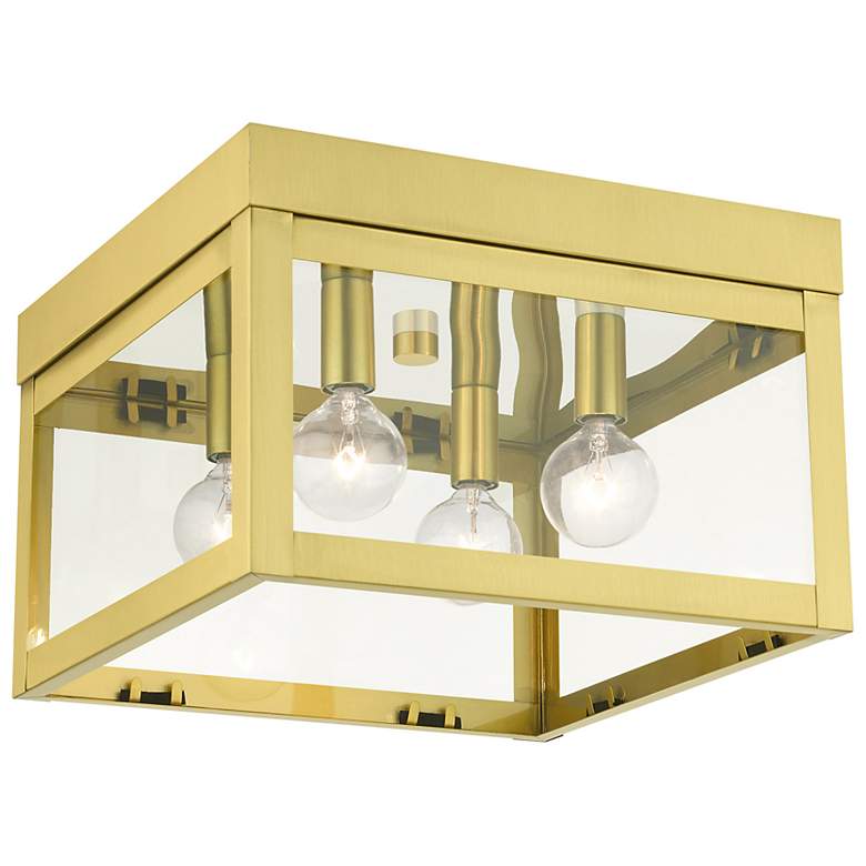 Image 6 Livex Nyack 10 1/2" Wide Satin Brass Outdoor Ceiling Light more views