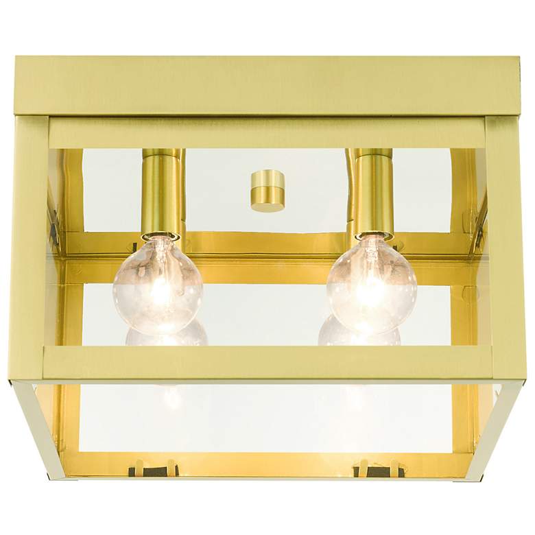 Image 7 Livex Nyack 10 1/2" Wide Satin Brass Outdoor Ceiling Light more views