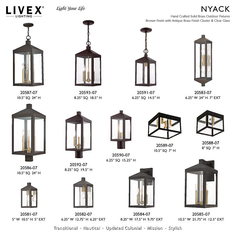 Image 3 Livex Nyack 15 1/4" High Bronze and Brass Outdoor Post Light more views