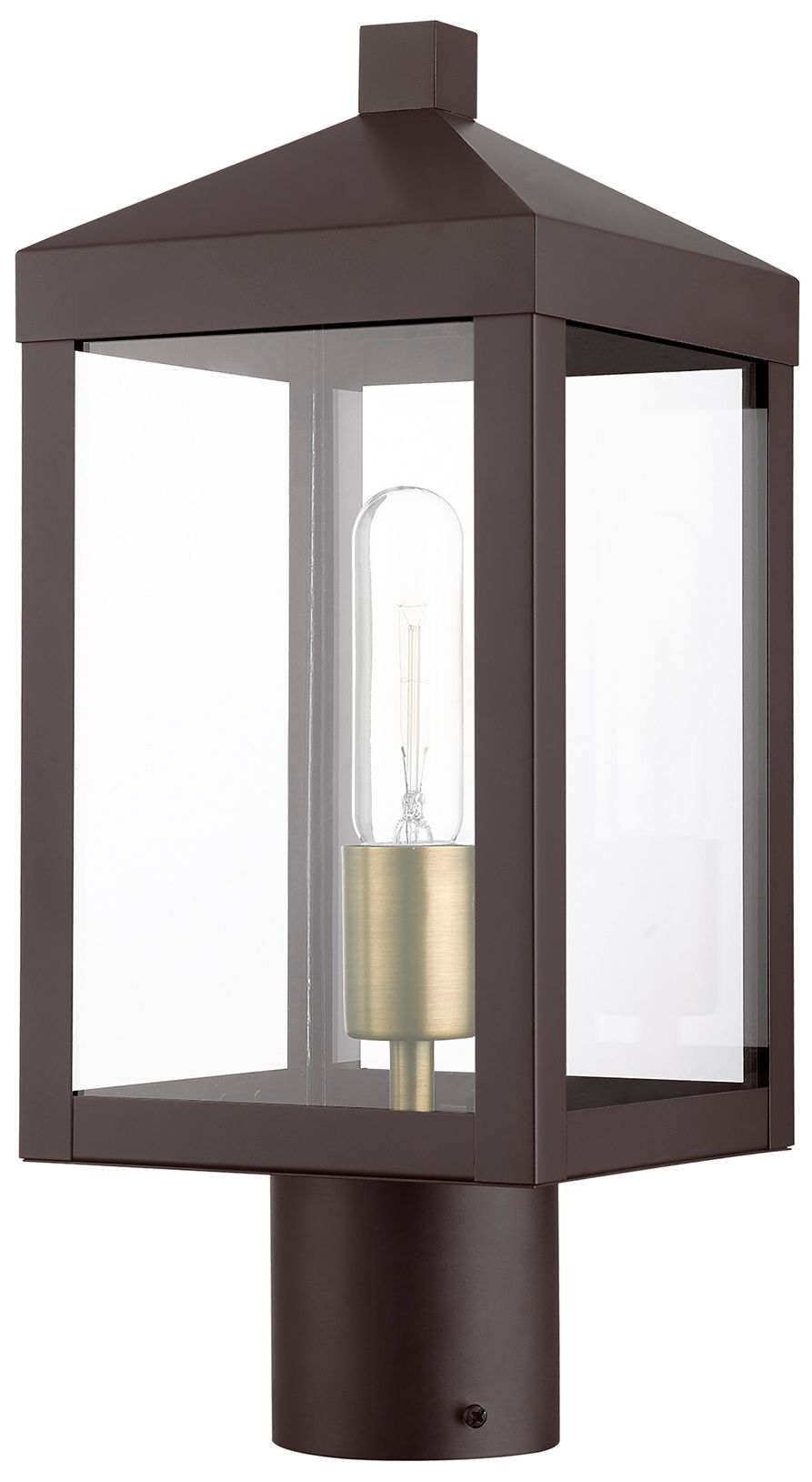 Image 4 Livex Nyack 15 1/4" High Bronze and Brass Outdoor Post Light more views