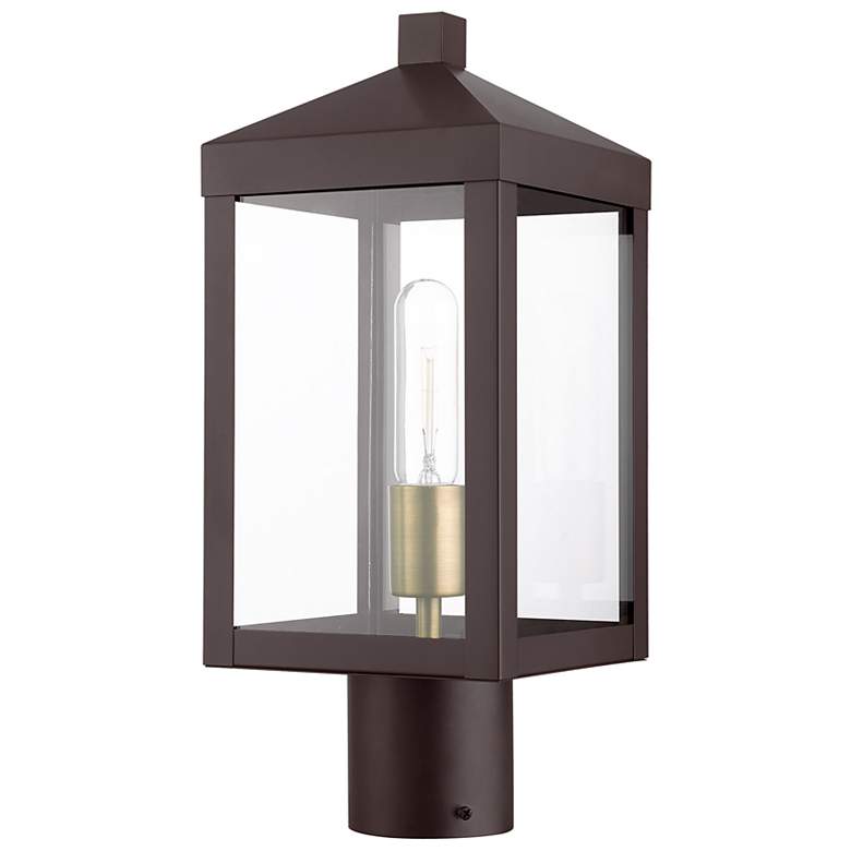 Image 4 Livex Nyack 15 1/4" High Bronze and Brass Outdoor Post Light more views