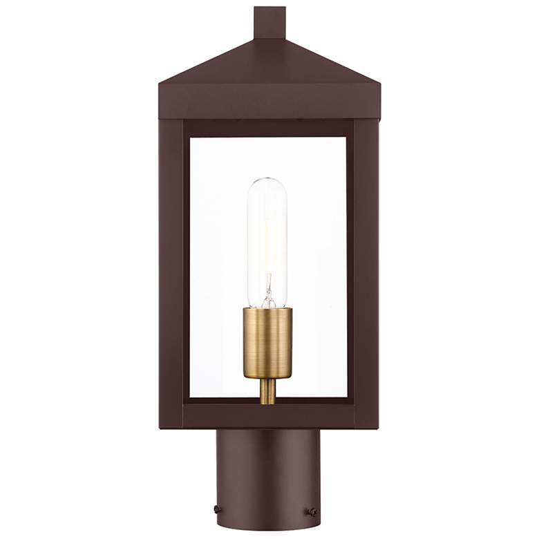 Image 5 Livex Nyack 15 1/4" High Bronze and Brass Outdoor Post Light more views