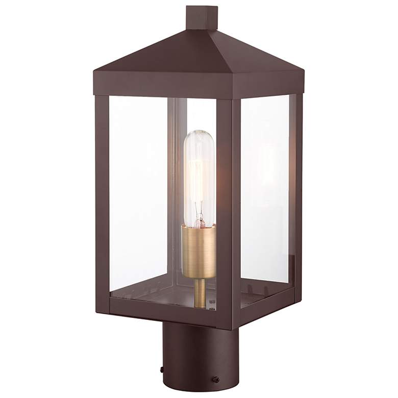 Image 7 Livex Nyack 15 1/4" High Bronze and Brass Outdoor Post Light more views