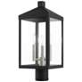 Livex Nyack 19.5" High Black Finish 3-Light Outdoor Lantern Post Light