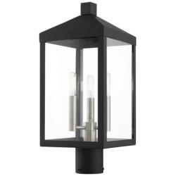 Livex Nyack 19.5&quot; High Black Finish 3-Light Outdoor Lantern Post Light