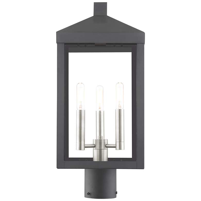 Image 3 Livex Nyack 19.5 inch High Black Finish 3-Light Outdoor Lantern Post Light more views