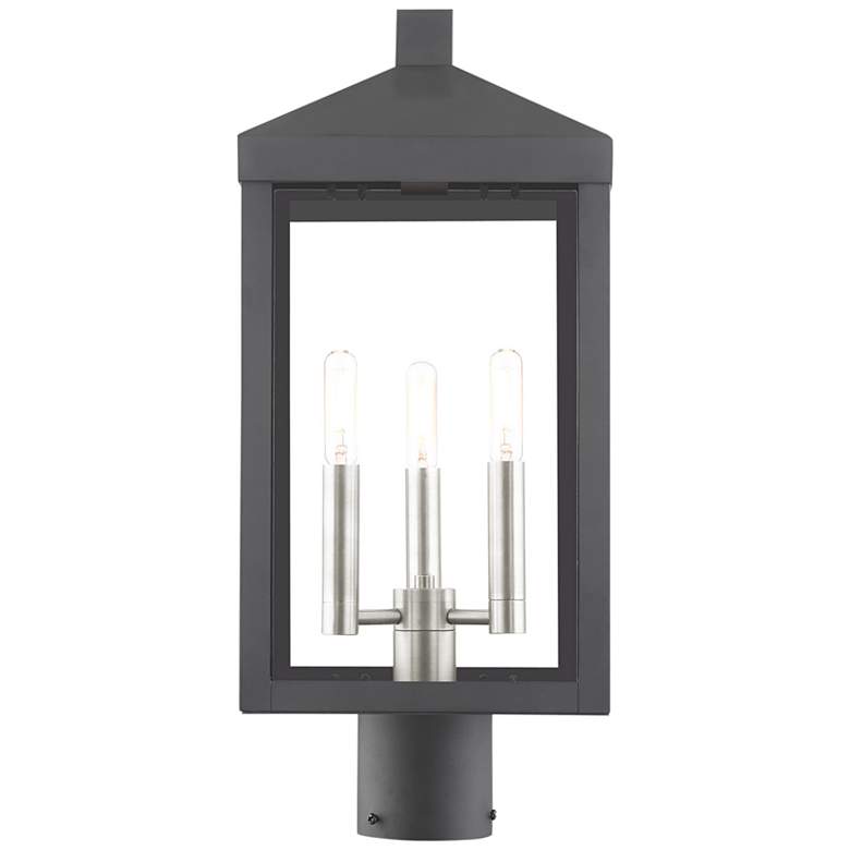 Image 3 Livex Nyack 19.5" High Black Finish 3-Light Outdoor Lantern Post Light more views