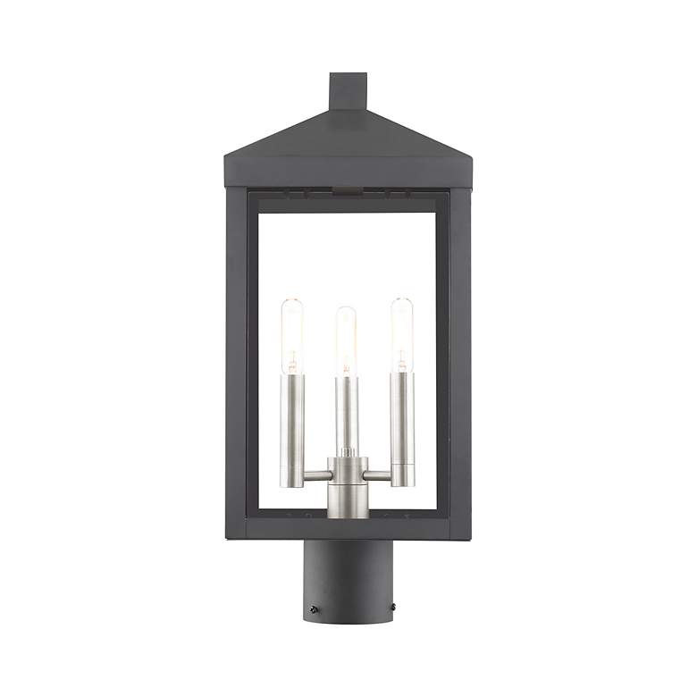 Image 5 Livex Nyack 19.5" High Black Finish 3-Light Outdoor Lantern Post Light more views
