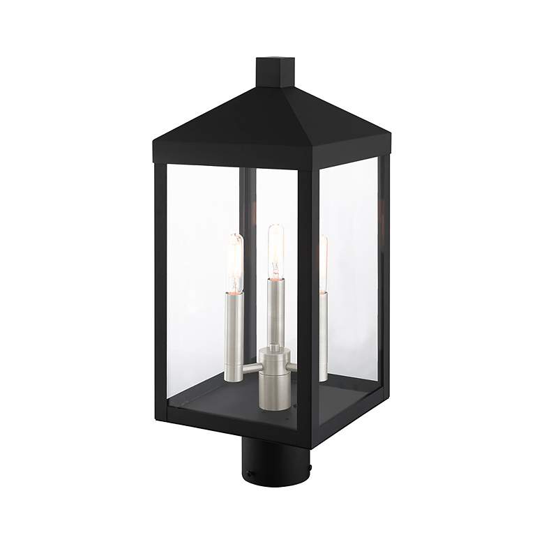 Image 7 Livex Nyack 19.5" High Black Finish 3-Light Outdoor Lantern Post Light more views