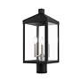 Livex Nyack 19.5" High Black Finish 3-Light Outdoor Lantern Post Light
