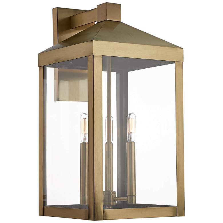 Image 2 Livex Nyack 21 3/4" High Antique Brass Outdoor Wall Light