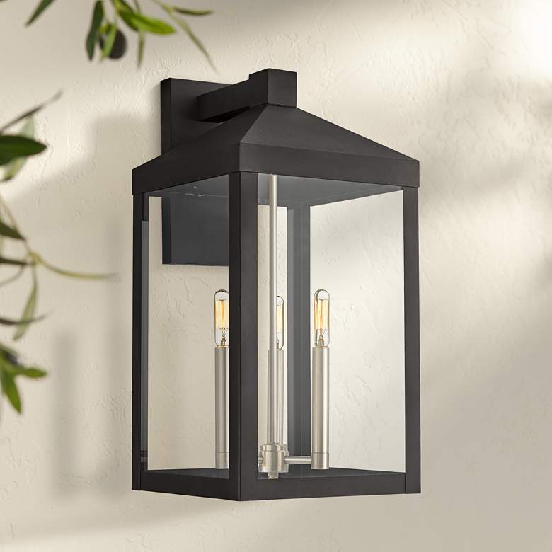 Image 1 Livex Nyack 21 3/4" High Black Outdoor Wall Light