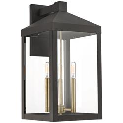Livex Nyack 21 3/4&quot; High Bronze Clear Glass Lantern Outdoor Wall Light