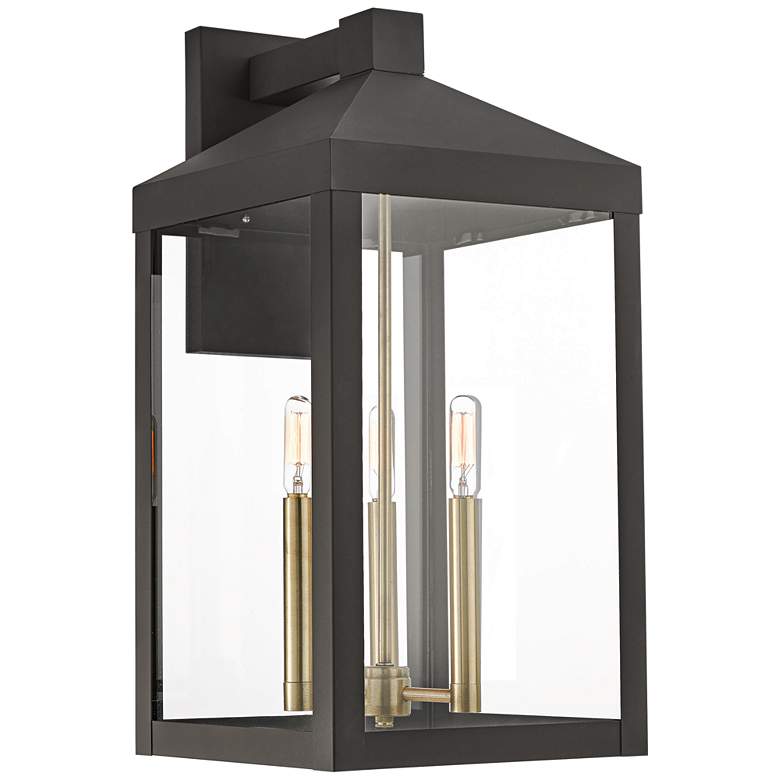 Image 2 Livex Nyack 21 3/4" High Bronze Clear Glass Lantern Outdoor Wall Light