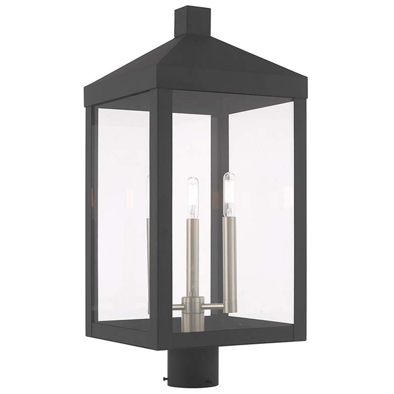 Image 2 Livex Nyack 24"H Gray and Nickel 3-Light Outdoor Post Light