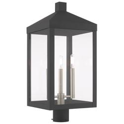 Livex Nyack 24"H Gray and Nickel 3-Light Outdoor Post Light