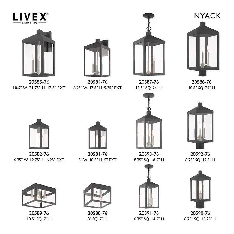 Image 3 Livex Nyack 24"H Gray and Nickel 3-Light Outdoor Post Light more views