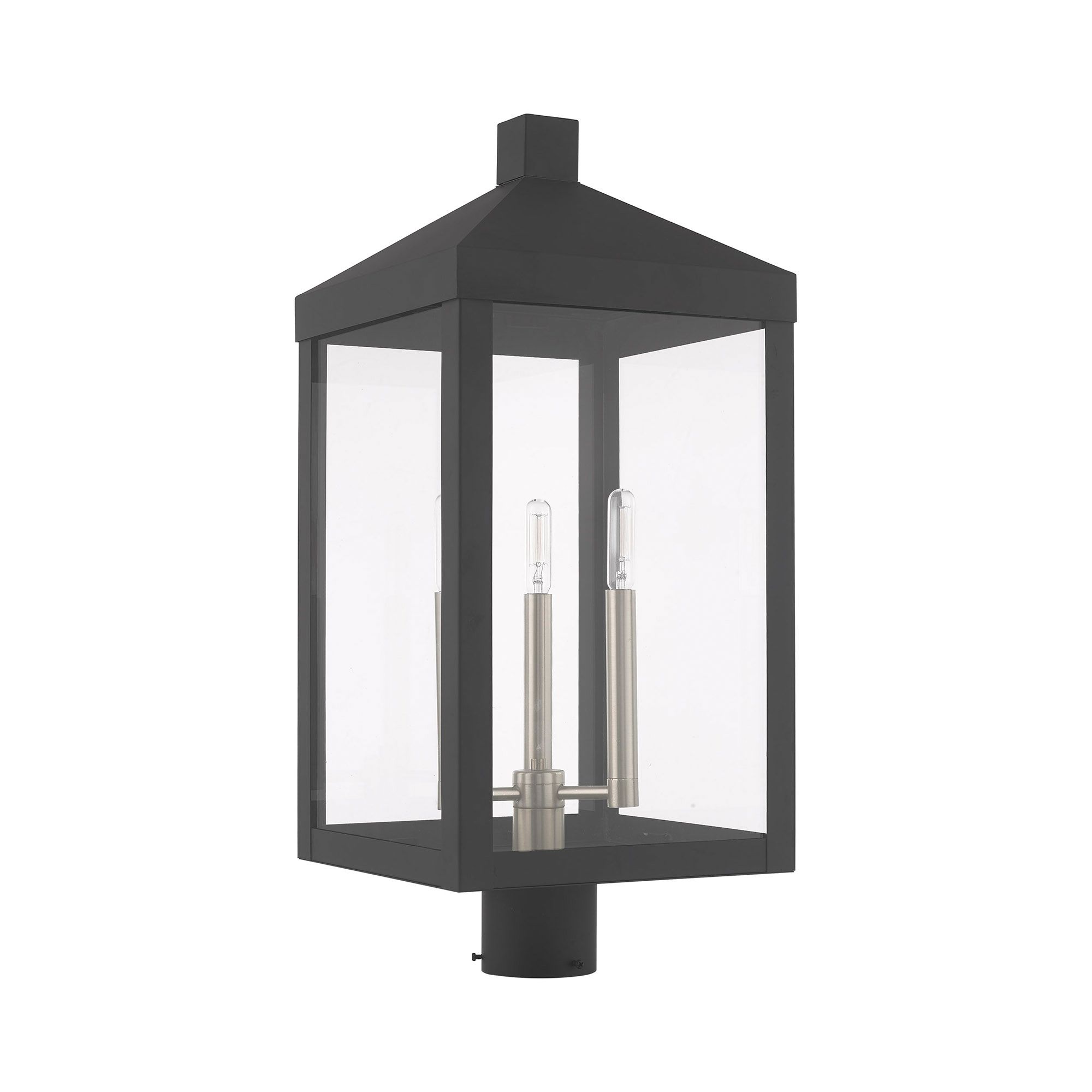 Image 4 Livex Nyack 24"H Gray and Nickel 3-Light Outdoor Post Light more views