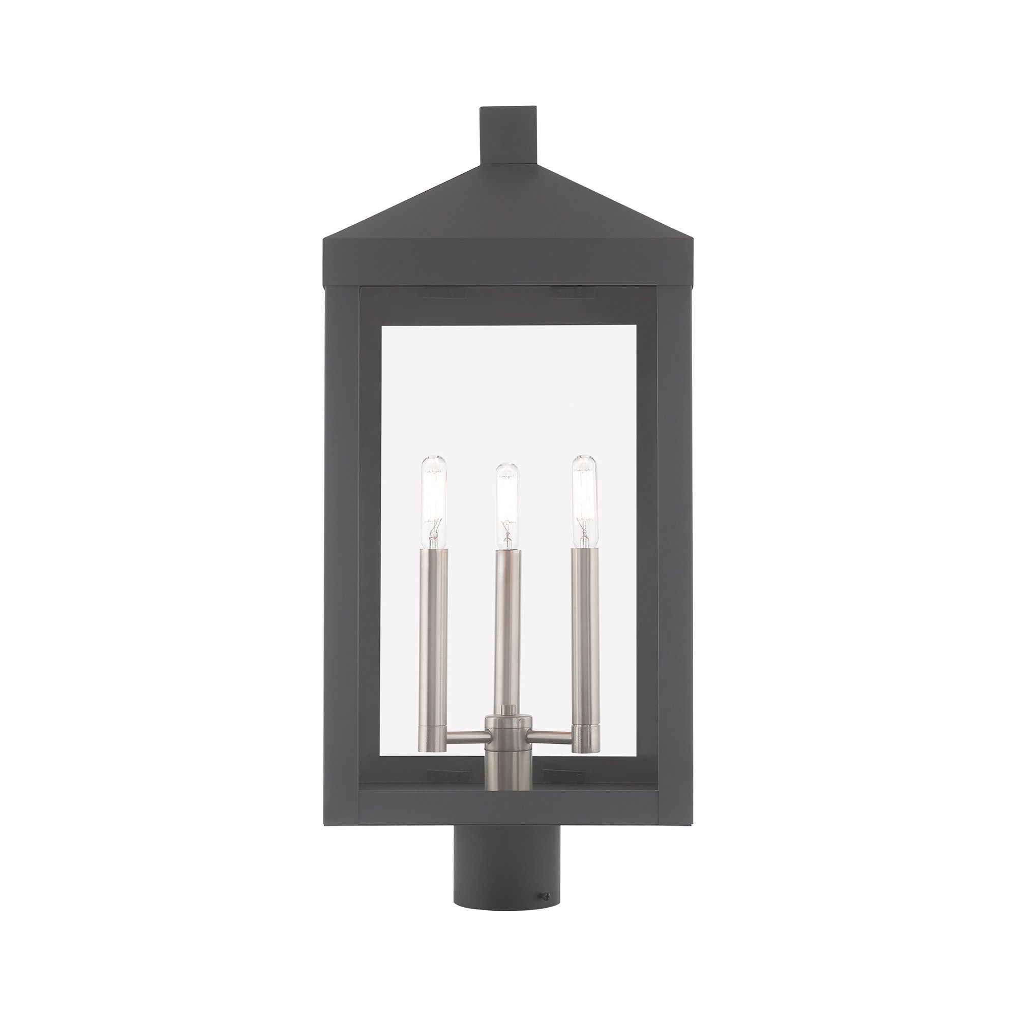 Image 5 Livex Nyack 24"H Gray and Nickel 3-Light Outdoor Post Light more views