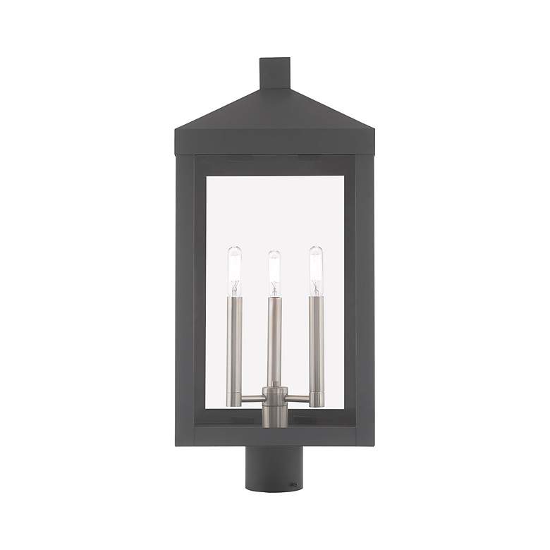 Image 5 Livex Nyack 24"H Gray and Nickel 3-Light Outdoor Post Light more views