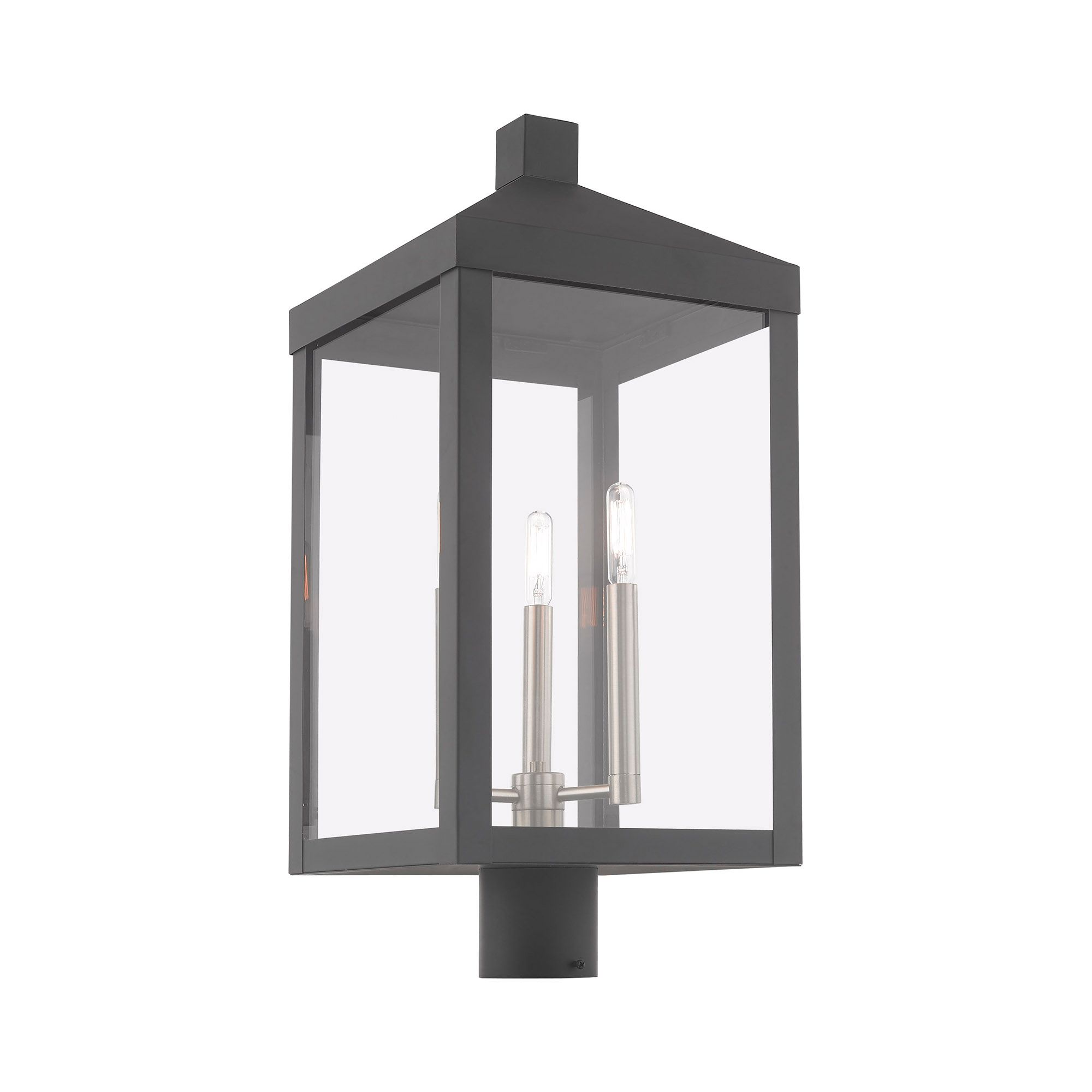 Image 6 Livex Nyack 24"H Gray and Nickel 3-Light Outdoor Post Light more views