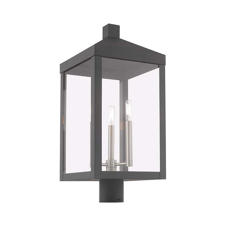 Image 6 Livex Nyack 24"H Gray and Nickel 3-Light Outdoor Post Light more views