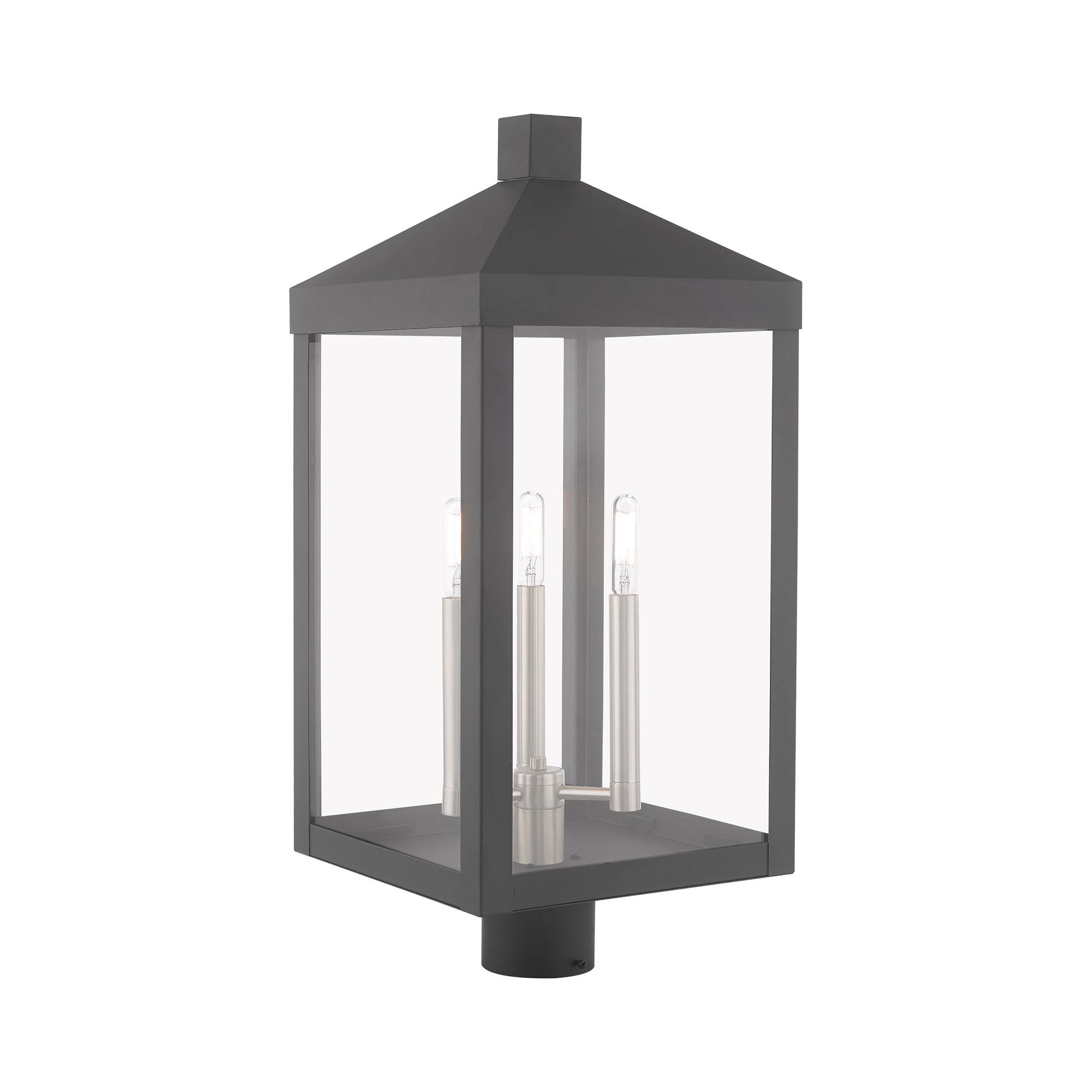 Image 7 Livex Nyack 24"H Gray and Nickel 3-Light Outdoor Post Light more views