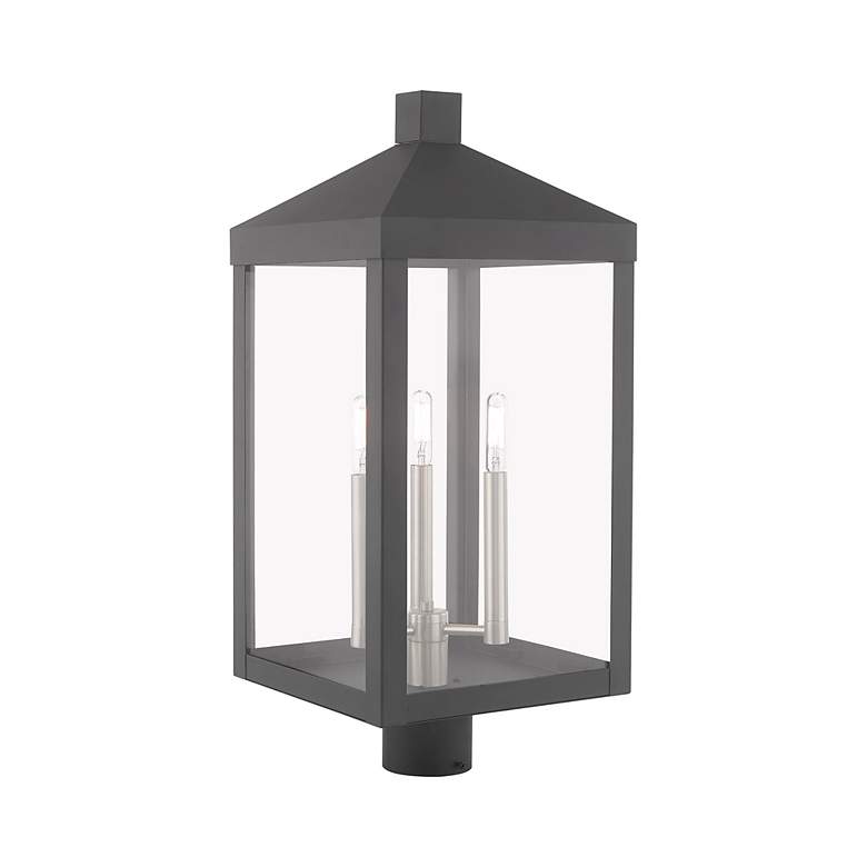 Image 7 Livex Nyack 24"H Gray and Nickel 3-Light Outdoor Post Light more views