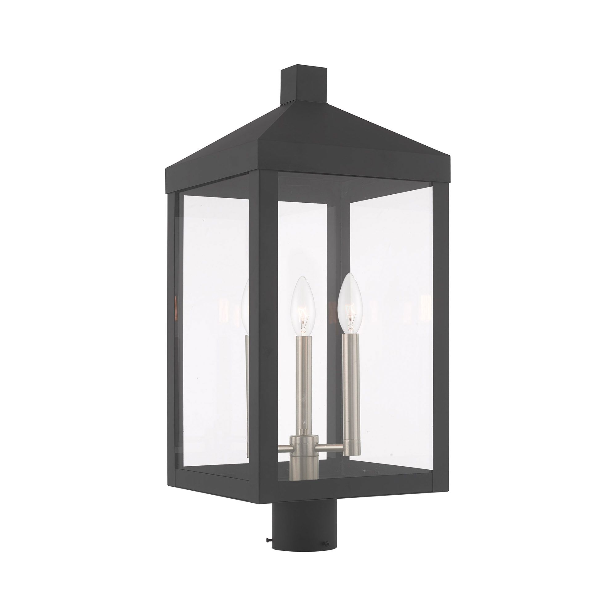 Livex Nyack 24"H Gray and Nickel 3-Light Outdoor Post Light