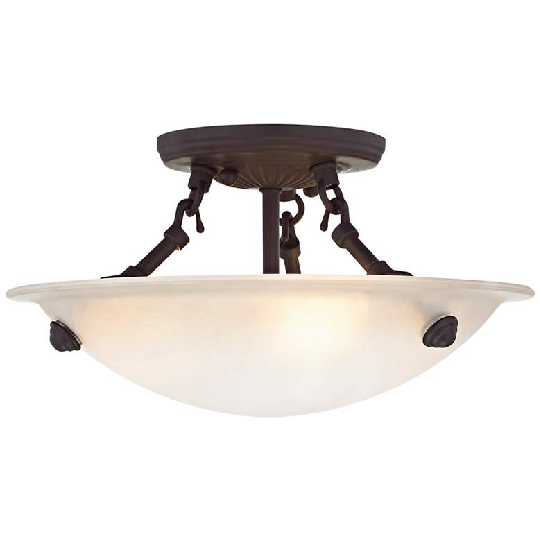 Image 3 Livex Oasis 12" Wide Bronze with Honey Alabaster Glass Ceiling Light