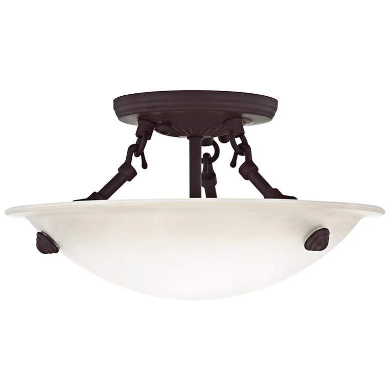 Image 5 Livex Oasis 12" Wide Bronze with Honey Alabaster Glass Ceiling Light more views