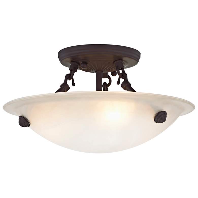 Image 6 Livex Oasis 12" Wide Bronze with Honey Alabaster Glass Ceiling Light more views