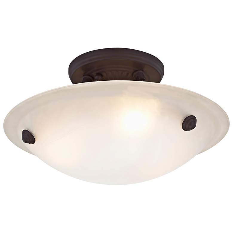 Image 7 Livex Oasis 12" Wide Bronze with Honey Alabaster Glass Ceiling Light more views