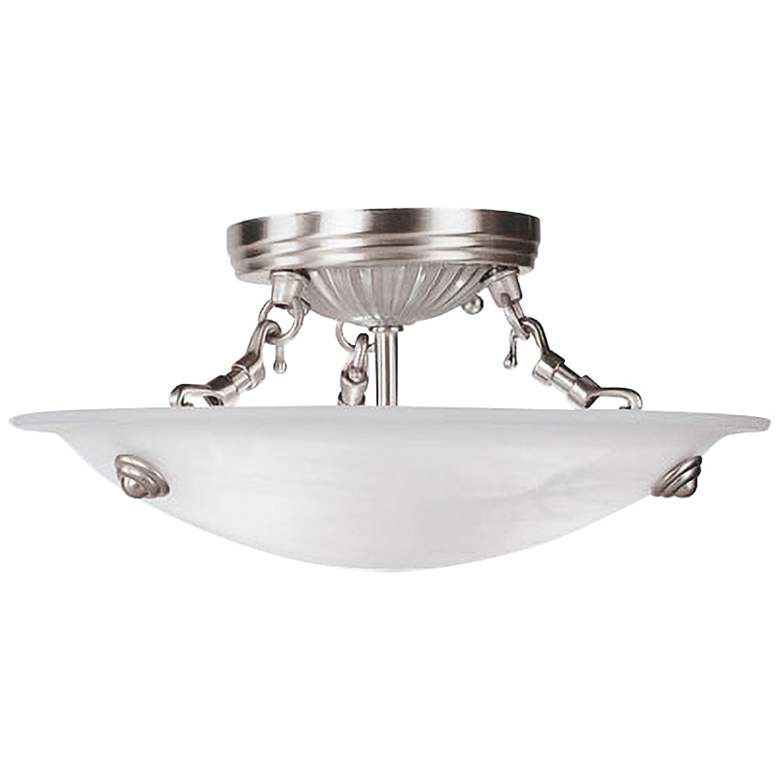 Image 2 Livex Oasis 12" Wide Brushed Nickel Alabaster Bowl Ceiling Light