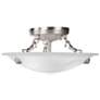 2_Livex Oasis 12" Wide Brushed Nickel Alabaster Bowl Ceiling Light