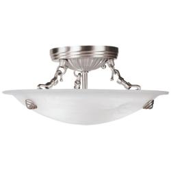 Livex Oasis 12" Wide Brushed Nickel Alabaster Bowl Ceiling Light