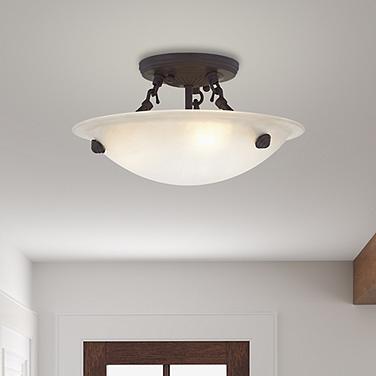 Livex Oasis 12" Wide Bronze with Honey Alabaster Glass Ceiling Light